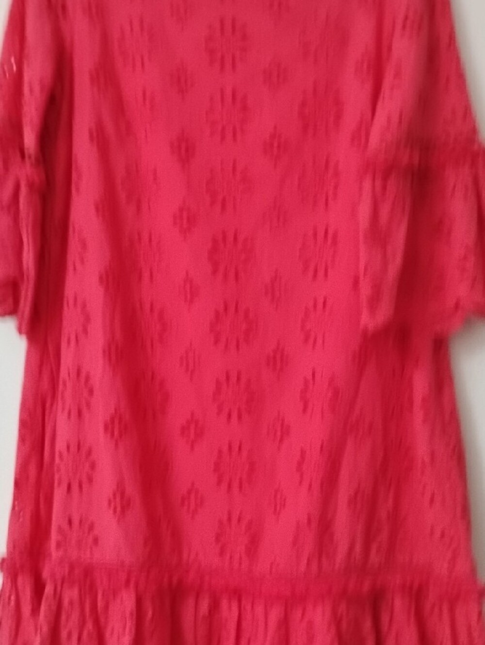 Anthropologie Red Eyelet Ruffle Shift Dress - Picture 9 of 16